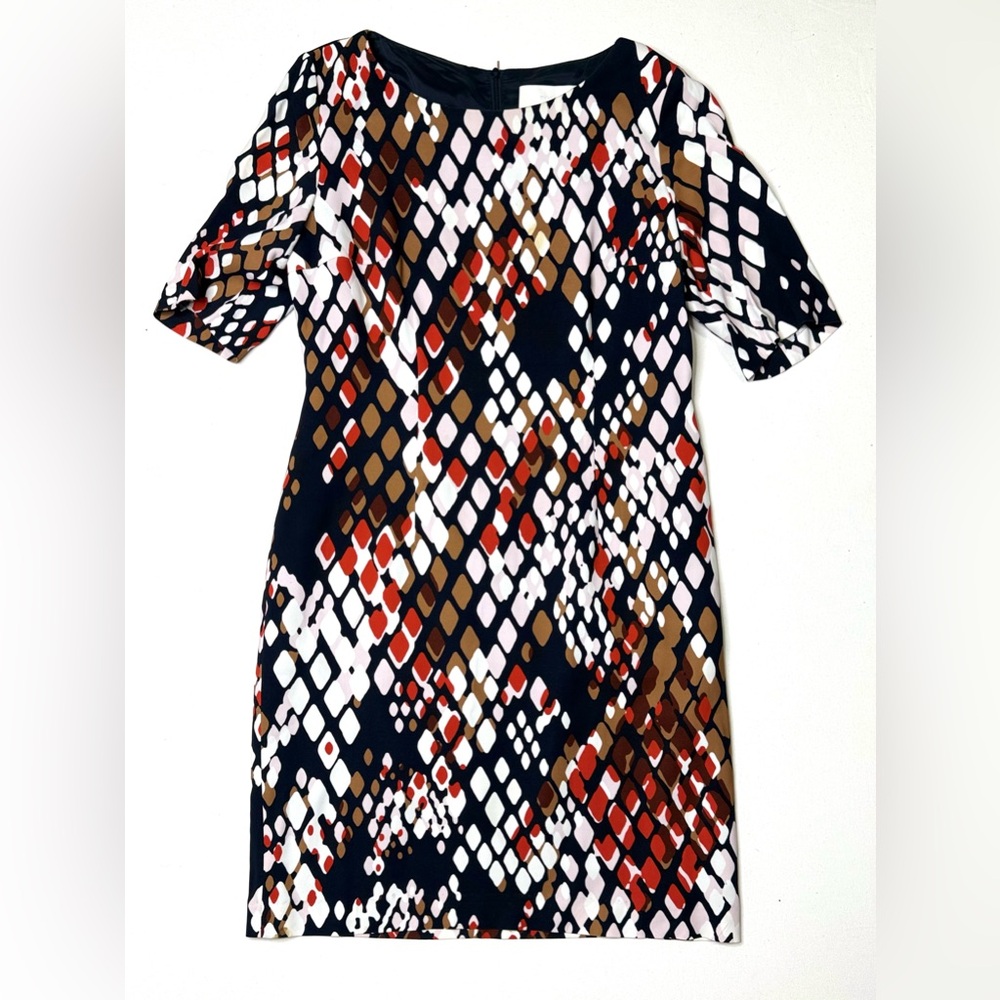Hugo Boss Multicolor Abstract Short Sleeve Sheath Dress Size 8